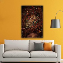 SML Tablo Renkli Aslan Yüzü Hayvan Dekorasyon Kanvas Tablo