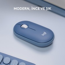 Logitech M350 Pebble Mac Için Sessiz Kablosuz Kompakt Mouse - Uzay Mavisi