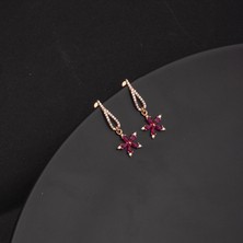 Miavi Silver 925 Ayar Gümüş  Kırmızı Nergis Çiçeği Kanat Küpe
