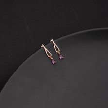 Miavi Silver 925 Ayar Gümüş Damla Ametist Kanat Küpe