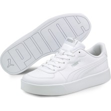 Puma Skye Clean Kadın Beyaz Günlük Ayakkabı Suni Deri Tabanlı Bağcıklı Konforlu Tasarım