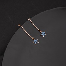 Miavi Silver 925 Ayar Gümüş  Aquamarine Nergis Çiçeği Su Yolu Küpe
