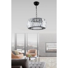 Istanbul Avize Venüs Sarkıt Siyah 22 cm Tesisatlı Kristal Taşlı Avize