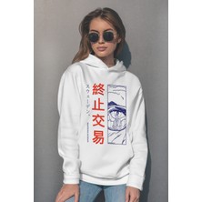 Rock&Roll Tek Göz Beyaz Kapüşonlu Kadın Sweatshirt