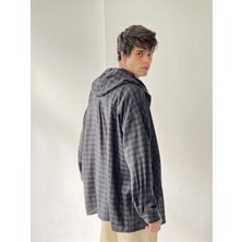 Retrobird Kapüşonlu Oversize Fermuarlı Ceket Gömlek Erkek Antrasit