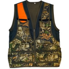 Avcı Market Orman Desen Turuncu Omuz Bantlı Haki Avcı Yeleği - S