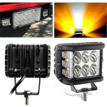 Carub Beyaz LED Sarı Çakarlı Kare Off Road Sis Farı Çalışma Lambası 12 LED 10-30V 36W