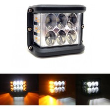 Carub Beyaz LED Sarı Çakarlı Kare Off Road Sis Farı Çalışma Lambası 12 LED 10-30V 36W