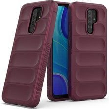 Eabhulie Redmi 9 İçin Kaymaz Silikon Telefon Kılıfı - Koyu Kırmızı (Yurt Dışından)