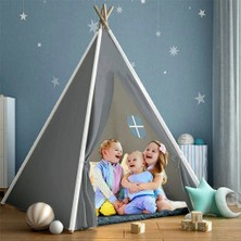 Bebekister Lüks Pamuklu Ahşap Çocuk Oyun Çadırı Evi Kızılderili Çadır