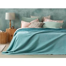 English Home Plain Pamuklu Tek Kişilik Battanıye 150 x 200 cm Seledon-Mint