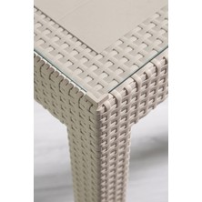 Almina Rattan Masa 80X140 Camlı Bahçe Balkon Teras Masası
