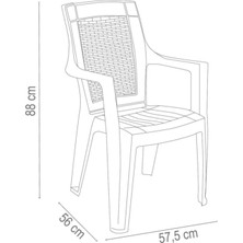 Almina Plastik Sandalye Bahçe Balkon ve Teras Sandalyesi 4 Adet