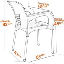 Almina Plastik Sandalye Metal Ayaklı Bahçe Balkon ve Teras Sandalyesi 4 Adet