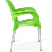 Almina Plastik Sandalye Metal Ayaklı Bahçe Balkon ve Teras Sandalyesi 4 Adet