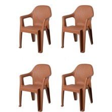 Almina Rattan Sandalye Bahçe Balkon ve Teras Sandalyesi 4 Adet