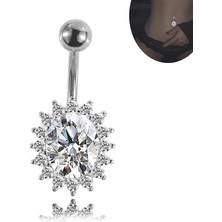 Chavin Komple Taşlı Çiçek Göbek Piercing ET13