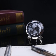 Keyfim Shop Dekoratif Metal Ayaklı Dünya 3D Cam Küre