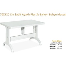 Almina Plastik Masa 70X120 cm Sabit Plastik Ayaklı Bahçe Balkon ve Teras Masası