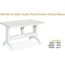 Almina Plastik Masa 80X140 cm Sabit Plastik Ayaklı Bahçe Balkon ve Teras Masası