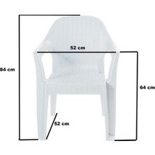 Almina Rattan Sandalye Kollu Bahçe Balkon ve Teras Sandalyesi 4 Adet