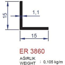 Alm Alüminyum 15X15MM Köşebent Profili Er 3860 Mat Eloksal 3 Metre