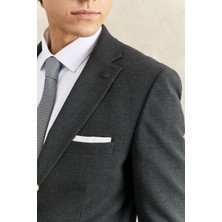 ALTINYILDIZ CLASSICS Erkek Antrasit Recycle Slim Fit Dar Kesim Mono Yaka Gofre Desenli Takım Elbise