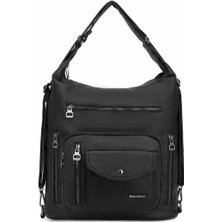 Barcelona Yıkama Deri Kadın Omuz & Sırt Çantası 1580 Siyah