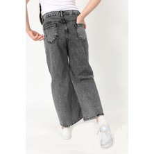 Asortix Kız Çocuk Bol Kesim Jean Kumaş Bol Paça Pantolon PNT-0010 Şık ve Rahat