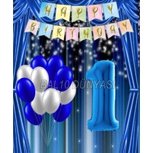 Bal10 Dünyası Mavi Renk Yıldız Folyo Balon Seti 1 Yaş