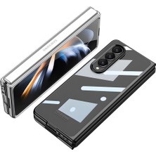 AktarMobile Samsung Galaxy Z Fold 4 Uyumlu Kılıf Premium Cam Kapak Tam Uyumlu Electroplate Metalik Renk