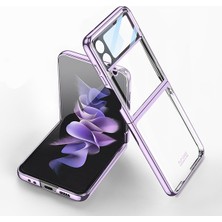 AktarMobile Samsung Galaxy Z Flip 4 Uyumlu Kılıf Kamera Lens Korumalı Kapak Tam Uyumlu Electroplate Metalik Renk