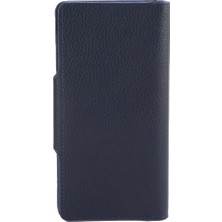 Karali Deri Deri Unisex Portföy Cüzdanı  Lacivert BC407-04