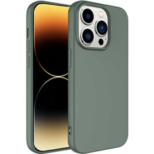 Caseart Apple iPhone 14 Pro Kapak Içi Kadife Lansman Lux Silikon Kılıf - Koyu Yeşil