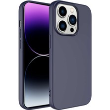 Caseart Apple iPhone 14 Pro Max Kapak Içi Kadife Lansman Lux Silikon Kılıf - Lacivert