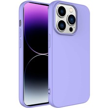 Caseworld Apple iPhone 14 Pro Max Kapak Içi Kadife Lansman Lux Silikon Kılıf - Lila