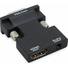Mavi Ay Bilişim Ses Destekli HDMI To VGA Monitör Çevirici Dönüştürücü Adaptör