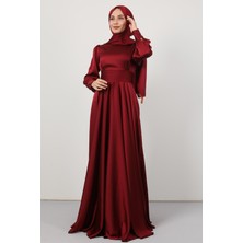 Giza Store Beli Pileli Saten Abiye Bordo