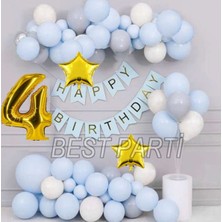 Best Parti Gold Renk Banner'lı Stand'lı Folyo Balon Seti 4 Yaş