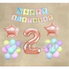 Best Parti Rose Gold Yıldız Folyo Balon Seti 2 Yaş
