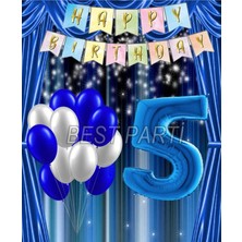 Best Parti Mavi Renk Yıldız Folyo  Balon Seti 5 Yaş