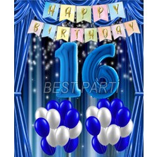 Best Parti Mavi Renk Yıldız Folyo  Balon Seti 16 Yaş