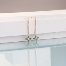 Miavi Silver 925 Ayar Gümüş Zümrüt Umut Çiçeği Su Yolu Küpe
