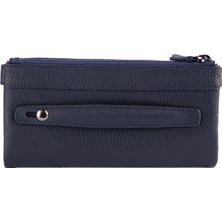 Karali Deri Deri Unisex Portföy Cüzdanı  Lacivert BC413-04