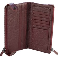 Karali Deri Deri Unisex Portföy Cüzdanı  Bordo BC413-06