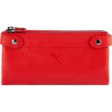 Karali Deri Deri Unisex Portföy Cüzdanı  Kırmızı BC413-08