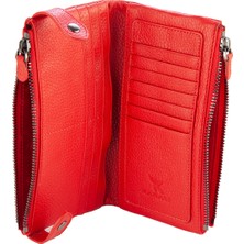 Karali Deri Deri Unisex Portföy Cüzdanı  Kırmızı BC413-08