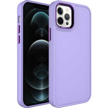 CoverZone iPhone 14 Pro Max ile Uyumlu Kılıf Metal Çerçeve Tasarımlı Pastel Renkli Sert Ebullience Lila