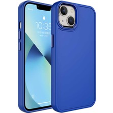 CoverZone iPhone 14 ile Uyumlu Kılıf Metal Çerçeve Tasarımlı Pastel Renkli Sert Ebullience Lacivert