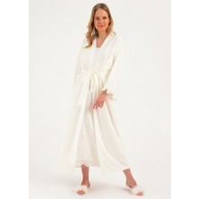 Magic Form 48110 Brodeli Tesettür Sabahlık-Ekru